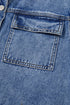 Patchwork Leather Collar Long Sleeve Denim Jacket