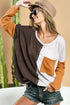 Patchwork Long Sleeve Pocket Detail Relaxed Fit Top