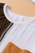 Patchwork Long Sleeve Pocket Detail Relaxed Fit Top