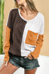Patchwork Long Sleeve Pocket Detail Relaxed Fit Top
