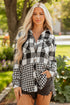 Patchwork Mixed Plaid Drawstring Hooded Shacket