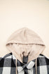 Patchwork Mixed Plaid Drawstring Hooded Shacket