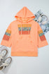 Patchwork Mixed Print Kangaroo Pocket Long Sleeve Hooded Top