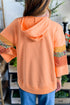 Patchwork Mixed Print Kangaroo Pocket Long Sleeve Hooded Top