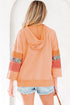 Patchwork Mixed Print Kangaroo Pocket Long Sleeve Hooded Top