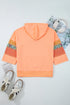 Patchwork Mixed Print Kangaroo Pocket Long Sleeve Hooded Top