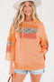 Patchwork Mixed Print Kangaroo Pocket Long Sleeve Hooded Top