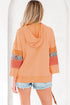 Patchwork Mixed Print Kangaroo Pocket Long Sleeve Hooded Top