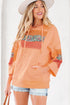 Patchwork Mixed Print Kangaroo Pocket Long Sleeve Hooded Top