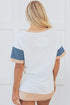 Patchwork Panel Short Sleeve Split Hem Tunic Shirt