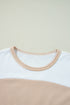 Patchwork Panel Short Sleeve Split Hem Tunic Shirt