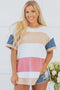 Patchwork Panel Short Sleeve Split Hem Tunic Shirt