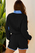 Patchwork Paneled Half Button Pullover Loungewear Short Sets
