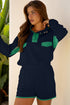 Patchwork Paneled Half Button Pullover Loungewear Short Sets