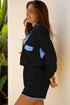 Patchwork Paneled Half Button Pullover Loungewear Short Sets