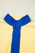 Patchwork Paneled Half Button Pullover Loungewear Short Sets