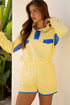 Patchwork Paneled Half Button Pullover Loungewear Short Sets