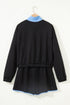 Patchwork Paneled Half Button Pullover Loungewear Short Sets