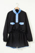 Patchwork Paneled Half Button Pullover Loungewear Short Sets