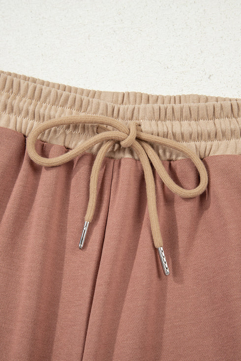 Patchwork Paneled Long Sleeve Wide Leg Pant Set