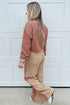 Patchwork Paneled Long Sleeve Wide Leg Pant Set