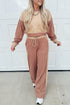 Patchwork Paneled Long Sleeve Wide Leg Pant Set