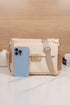 Patchwork Pocket Detail Woven Texture Faux Leather Shoulder Bag