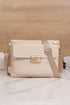 Patchwork Pocket Detail Woven Texture Faux Leather Shoulder Bag