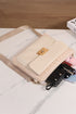 Patchwork Pocket Detail Woven Texture Faux Leather Shoulder Bag