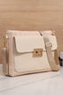 Patchwork Pocket Detail Woven Texture Faux Leather Shoulder Bag