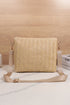 Patchwork Pocket Detail Woven Texture Faux Leather Shoulder Bag