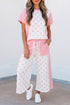 Patchwork Polka Dot Paneled Wide Leg Pant Set