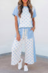 Patchwork Polka Dot Paneled Wide Leg Pant Set