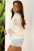 Patchwork Print Detail Kangaroo Pocket Pullover Hoodie