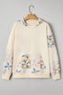 Patchwork Print Detail Kangaroo Pocket Pullover Hoodie
