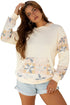 Patchwork Print Detail Kangaroo Pocket Pullover Hoodie
