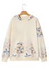 Patchwork Print Detail Kangaroo Pocket Pullover Hoodie