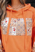 Patchwork Print Panel Raw Edge Pullover Hoodie