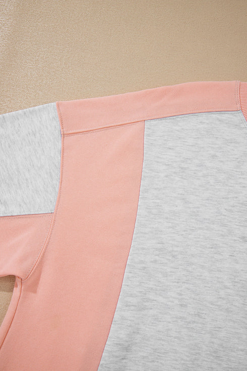 Patchwork Print Uneven Hem Pullover Shorts Loungewear