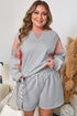 Patchwork Print Uneven Hem Pullover Shorts Loungewear