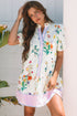 Patchwork Puff Sleeve H Line Floral Dress