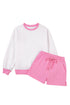 Patchwork Pullover And Lace Up Elastic Waist Shorts Set