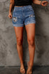 Patchwork Rolled Hem Denim Shorts