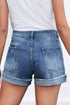 Patchwork Rolled Hem Denim Shorts