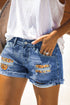Patchwork Rolled Hem Denim Shorts