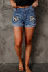 Patchwork Rolled Hem Denim Shorts