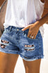 Patchwork Rolled Hem Denim Shorts