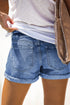 Patchwork Rolled Hem Denim Shorts