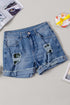Patchwork Rolled Hem Denim Shorts