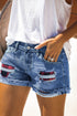 Patchwork Rolled Hem Denim Shorts